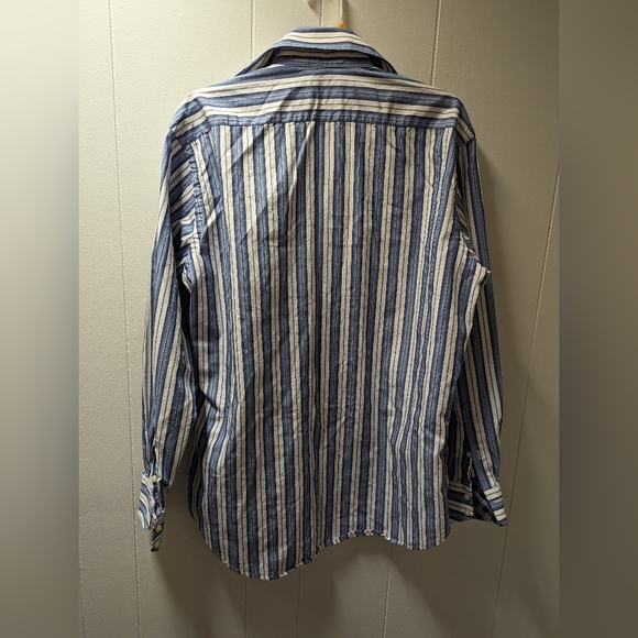 Tailorbyrd Men's Dress Shirt Size Large Blue and White - Picture 3 of 4